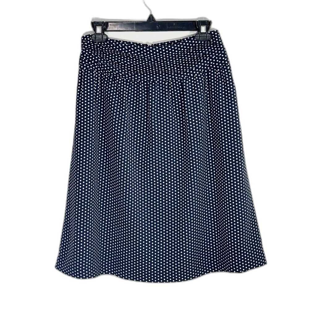 DE COLLECTION  A-line Skirt Navy/ White Polka Dots Pleated Waistband Size S